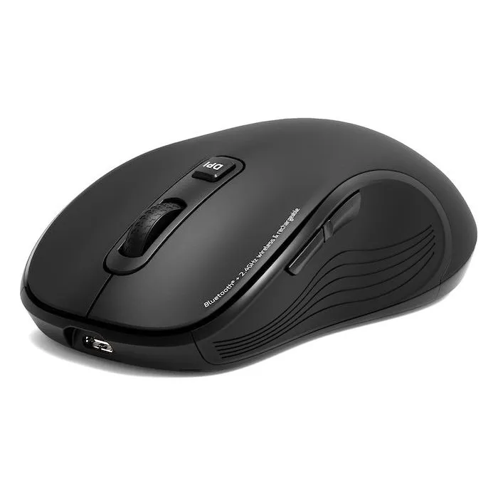 Port Designs Souris Sans Fil 910010, Bluetooth et 2.4 GHz, Noir, Double Connectivité, Compatible USB-A et USB-C