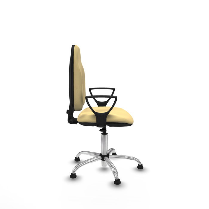 Chaise Algarra Contact permament de base Cuir écologique Beige Structure chromée Accoudoirs fixes Sans appui-tête Patins de chaises