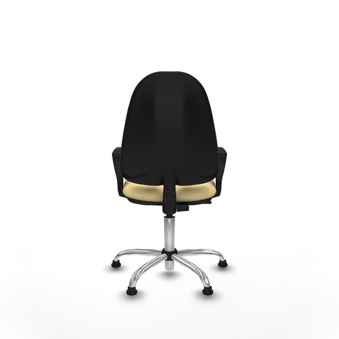 Chaise Algarra Contact permament de base Cuir écologique Beige Structure chromée Accoudoirs fixes Sans appui-tête Patins de chaises