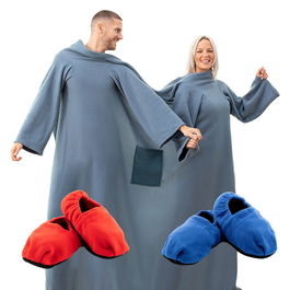 Pack Chaussons Chauffants Micro-ondes et Couverture à Manche Double avec Poche Centrale InnovaGoods
