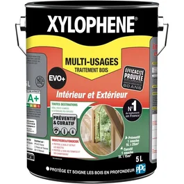 Xylophene Traitement Multi-Usages Bois Incolore EVO+ – Protection Insectes et Champignons Intérieur Extérieur 5L