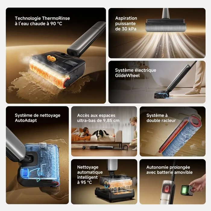 Dreame T15 Pro Heat Aspirateur laveur sans fil avec lavage à l'eau chaude 90°C Dreame T15 Pro Heat Aspirateur laveur sans fil avec lavage à l'eau chaude 90°C