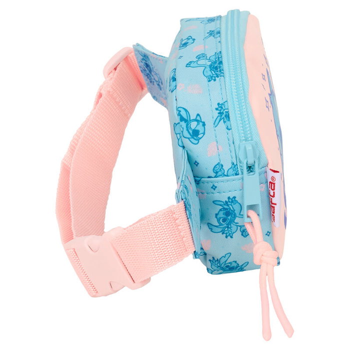 Ohana Riñonera Stitch Disney Sac banane avec bandoulière ajustable en PVC Compartiment à fermeture éclair 14 x 11 x 4 cm
