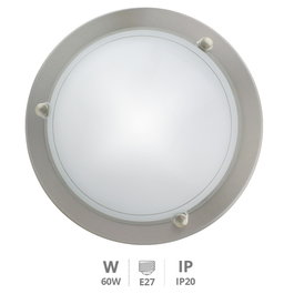 GSC Evolution Aplique de plafond rond en aluminium et cristal, E27, Nickel