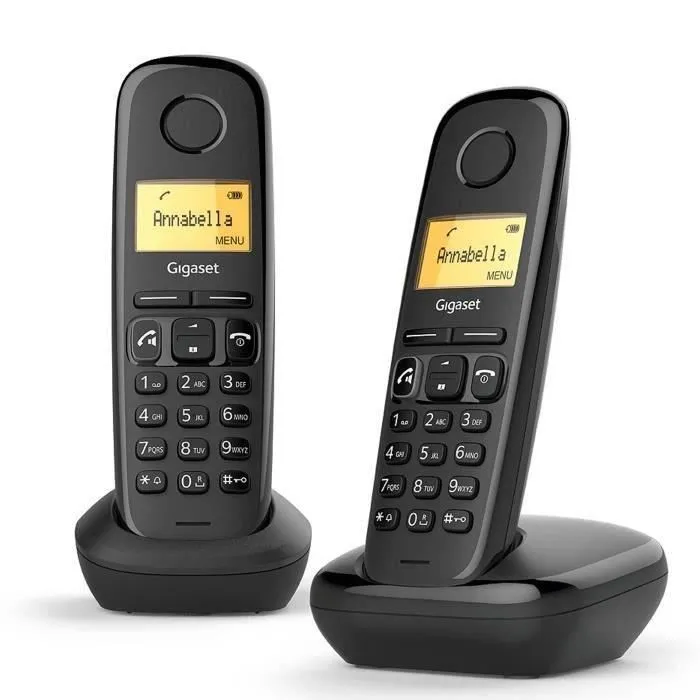 Gigaset Téléphone sans fil A270 Duo Noir - ID d'appelant, Répertoire 80 noms, Fonction mains libres, Ecran LCD monochrome Gigaset Téléphone sans fil A270 Duo Noir - ID d'appelant, Répertoire 80 noms, Fonction mains libres, Ecran LCD monochrome