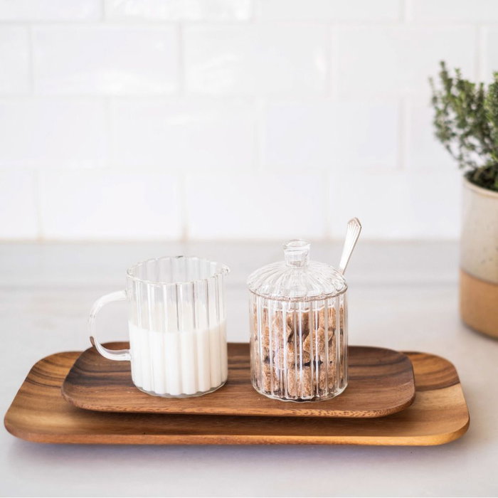 Andrea House Set sucrier et pot à lait en verre 200 ml avec cuillère inox