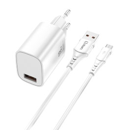 Qcharx International Kit Cargador Artemisia 18W Chargeur Rapide USB-A vers Micro USB 1m