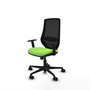 Chaise Mardos Synchro 4 positions tissu Vert pistache Maille Noir Base en nylon noir Accoudoir 1D Sans appui-tête Roulettes 65mm nylon