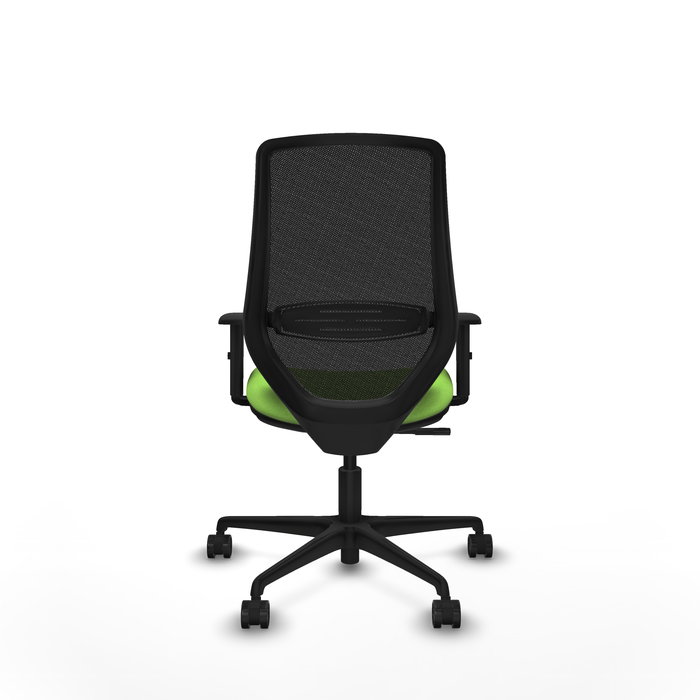 Chaise Mardos Synchro 4 positions tissu Vert pistache Maille Noir Base en nylon noir Accoudoir 1D Sans appui-tête Roulettes 65mm nylon