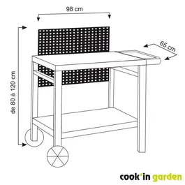 Cook'In Garden Desserte Reva 80, Desserte Roulante Métal 78x55 cm avec Plateau et Roues, Capacité de Charge 75 kg
