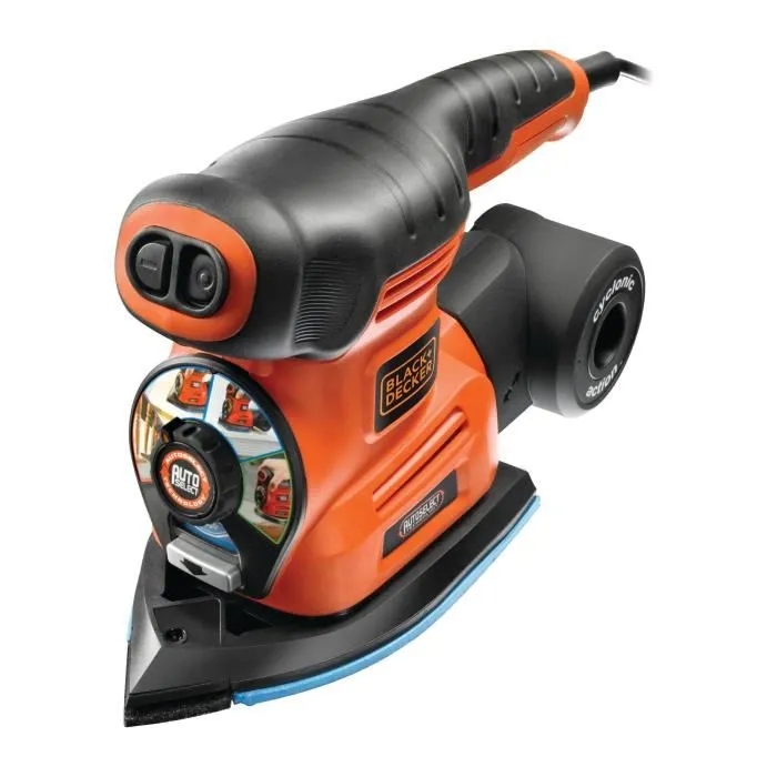 BLACK+DECKER Multiponceuse filaire 220W 4 en 1 KA280K-QS - Kit avec 3 adaptateurs, 17 abrasifs et coffret pour ponçage détaillé et finition
