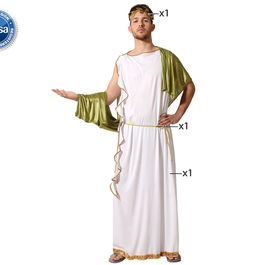 Déguisement Adulte Romain Homme pour Carnaval - Costume Romain Tunique Cinturón Diadema - Blanc - Taille XL