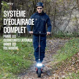 Ezway Trottinette électrique EBOOST INFINITY - Pliable tout-terrain, 10 pouces, 48V 800W, autonomie 90 km, freins à disque, feux