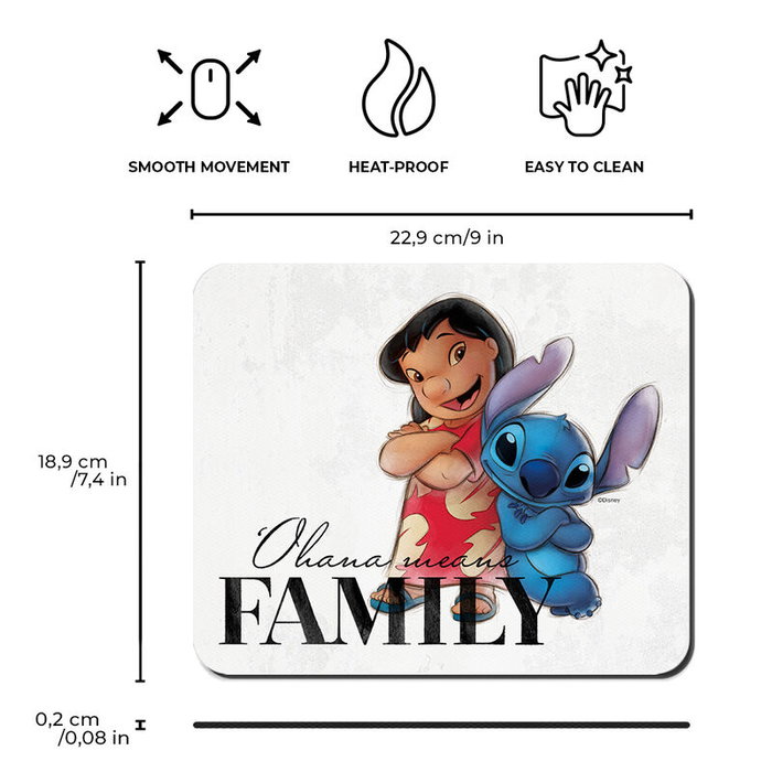 ERT GROUP Tapis de souris Disney Lilo & Stitch 100e anniversaire - 22x18x2 cm - Fond en mousse antidérapante et confortable pour le poignet