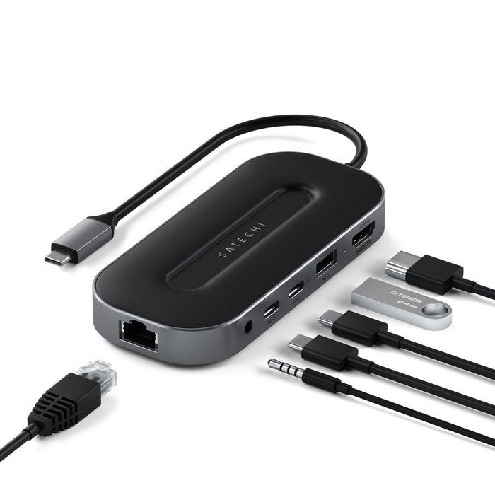 Satechi Adaptateur multiport USB4 avec Ethernet 2,5G, HDMI 8K, Gris/Noir Satechi Adaptateur multiport USB4 avec Ethernet 2,5G, HDMI 8K, Gris/Noir