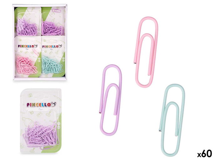 Pincello Clips 60 pièces Moyen Assortis Couleurs 8x13x2 cm (Set de 48) Pincello Clips 60 pièces Moyen Assortis Couleurs 8x13x2 cm (Set de 48)