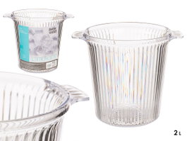 Leknes Cubitera Rayée Plastique Transparente 2L 16x17x21 cm (Set de 12)