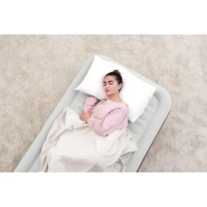 Bestway Matelas gonflable 2 places avec pompe électrique intégrée - Surface Snugable Top, matériau Fortech résistant, charge max 350 kg, 191 x 97 x 46 cm