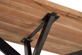 GINER Y COLOMER Table de salle à manger industrielle en bois d'acacia et métal