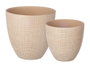 Ibergarden Set de 2 Pots Carrés Beige 20 cm et 25 cm en Céramique (Set de 2)