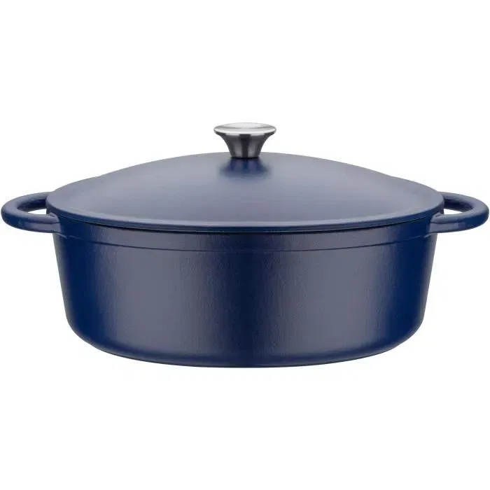 GSW Blue Magic Cocotte en fonte massive ovale 6,5L, 33 x 25 cm, compatible induction et four 240°C, bleu GSW Blue Magic Cocotte en fonte massive ovale 6,5L, 33 x 25 cm, compatible induction et four 240°C, bleu
