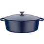 GSW Blue Magic Cocotte en fonte massive ovale 6,5L, 33 x 25 cm, compatible induction et four 240°C, bleu