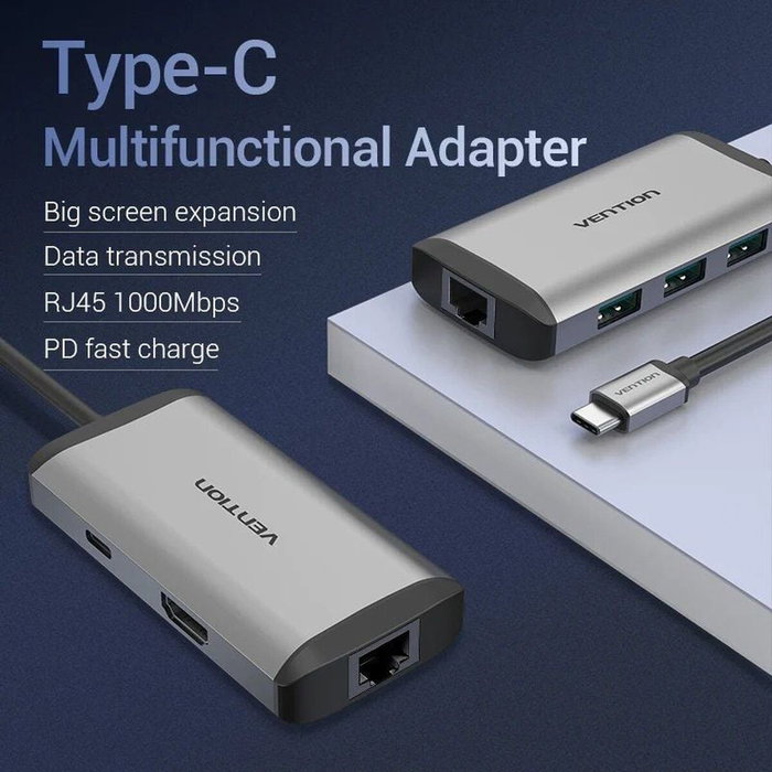 Hub USB Vention CNCHB Noir Gris