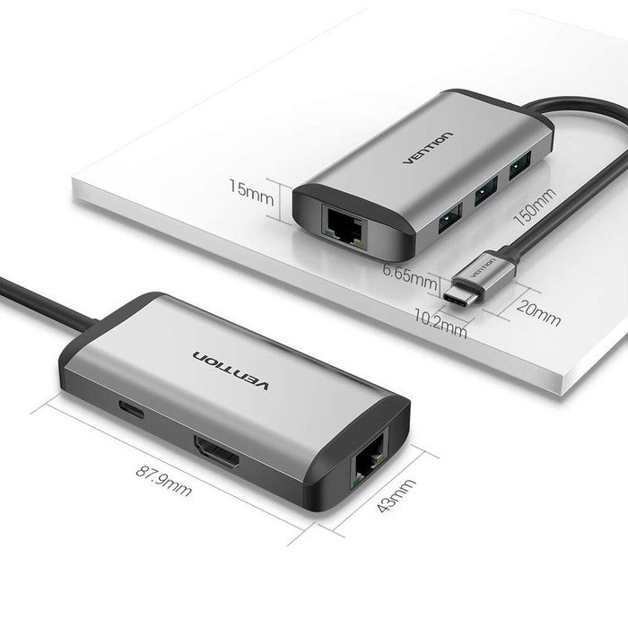 Hub USB Vention CNCHB Noir Gris