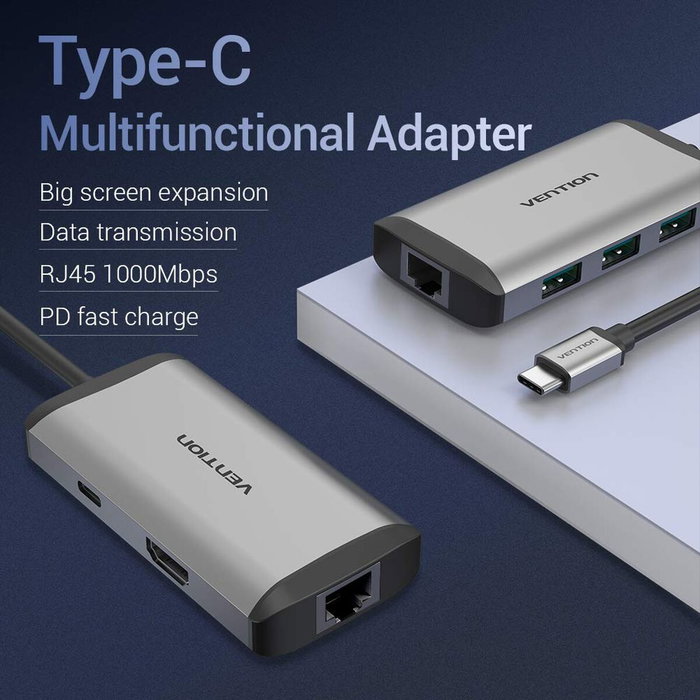 Hub USB Vention CNCHB Noir Gris