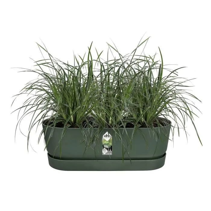 ELHO Balconnière GREENVILLE EASY BALCONY - Pot de fleurs rond en polypropylène régénéré, vert, 52 cm, L 21.2 x l 52 x H 19.4 cm