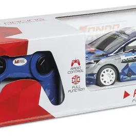 Mondo Motors Voiture télécommandée Ford Fiesta WRC - Réplique rallye 1:24 (18 cm) - 8 km/h, fréquence 27/40 MHz, carrosserie Lexan et direction complète