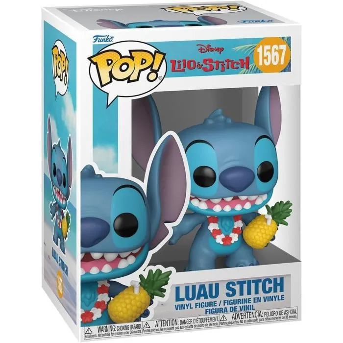 Funko Pop! Disney - Figurine Stitch Luau 1567 - Lilo et Stitch - Figurine vinyl de 9 cm avec ananas et collier de fleurs Funko Pop! Disney - Figurine Stitch Luau 1567 - Lilo et Stitch - Figurine vinyl de 9 cm avec ananas et collier de fleurs