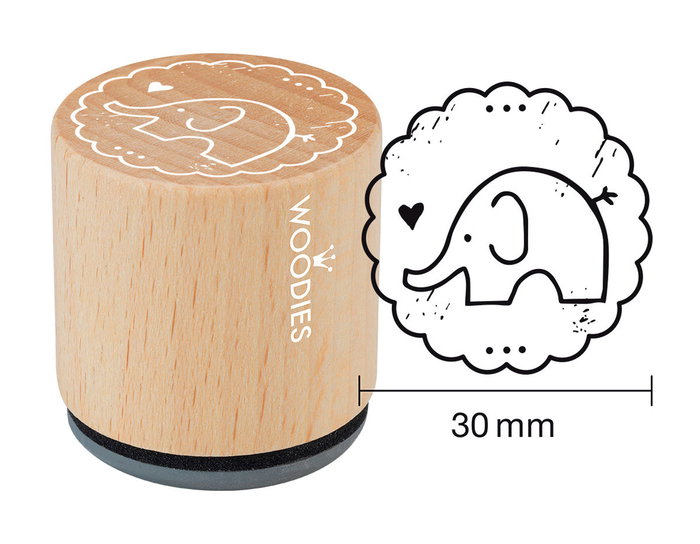 Woodies Tampon Éléphant en bois et caoutchouc 33x30mm Woodies Tampon Éléphant en bois et caoutchouc 33x30mm