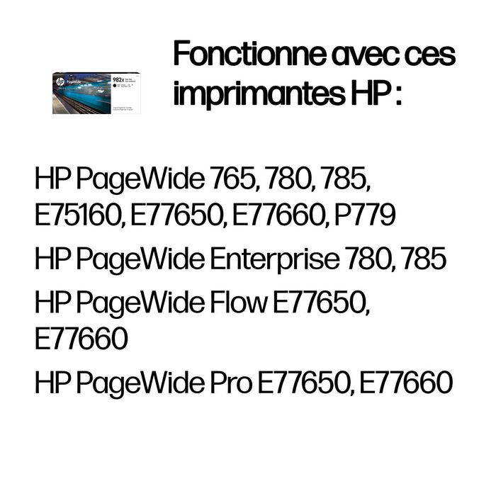 HP Cartouche d'encre 982X Noir Haute Capacité (T0B30A) Impression Professionnelle