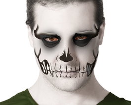 Atosa Tatuaaje Facial de Calavera Negra con Sombras y Detalles en la Piel