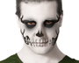 Maquillage temporaire tatouage facial de crâne noir avec ombres et détails peau - Maquillage artistique Halloween, fêtes et photos