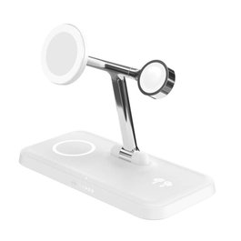 Hyper HyperJuice Q2 4 en 1 Charging Stand - Blanc - Station de charge sans fil Qi2 pour smartphone, écouteurs et montre intelligente