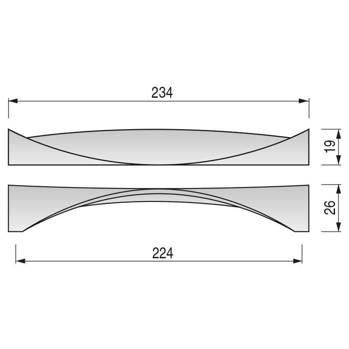 VIEFE Tirador Modelo Twisted Zamak Níquel Satin Distancia 224