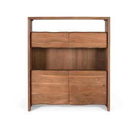 GINER Y COLOMER Buffet en bois massif d'acacia avec portes en verre