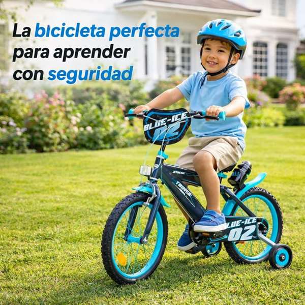 Toimsa Bicicleta Blue Ice 16" pour enfants 5-8 ans, vélo de taille 16 pouces en gris et métal, langue espagnol