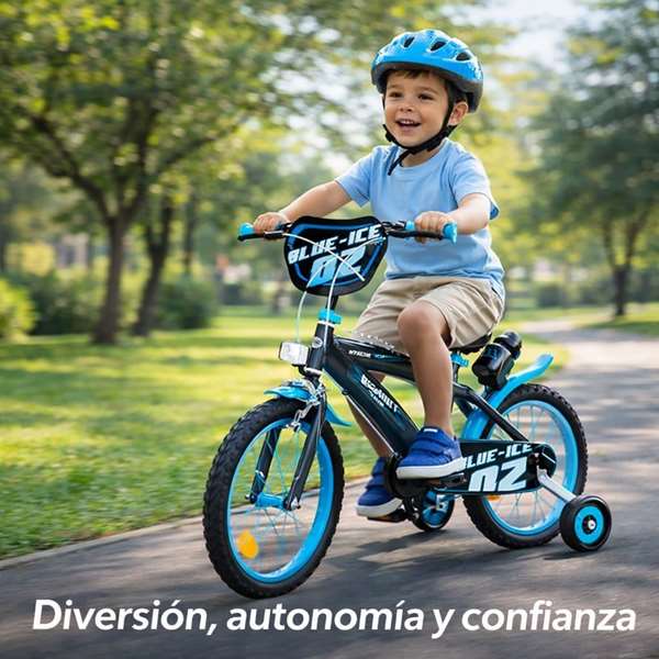 Toimsa Bicicleta Blue Ice 16" pour enfants 5-8 ans, vélo de taille 16 pouces en gris et métal, langue espagnol