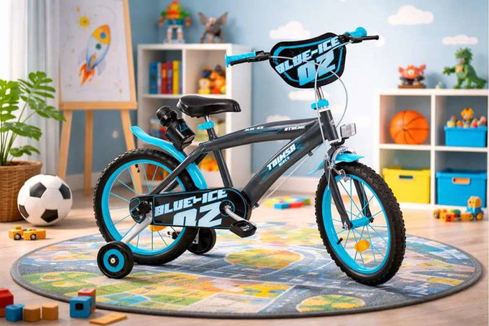 Toimsa Bicicleta Blue Ice 16" pour enfants 5-8 ans, vélo de taille 16 pouces en gris et métal, langue espagnol