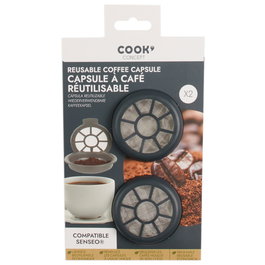 Cook Concept Jeu de 2 capsules de café réutilisables compatibles Senseo