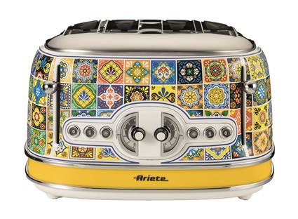 Ariete 156 Positano Grille-pain 4 tranches avec 6 niveaux de cuisson, fonctions décongélation et réchauffage, bandeja recogemigas amovible