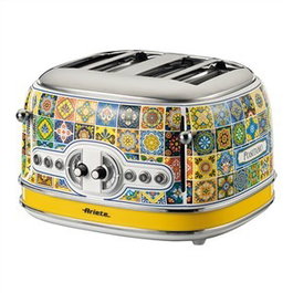 Ariete 156 Positano Grille-pain 4 tranches avec 6 niveaux de cuisson, fonctions décongélation et réchauffage, bandeja recogemigas amovible