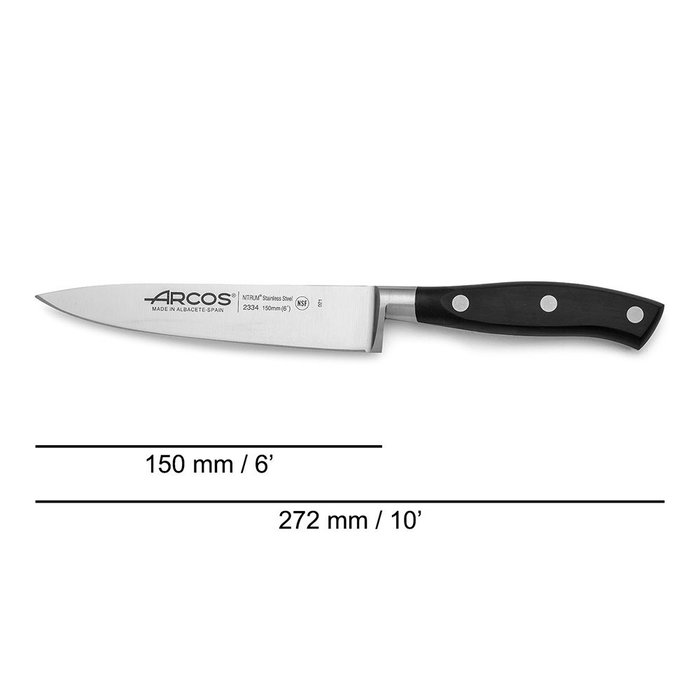 Couteau de cuisine Arcos serie riviera Noir Acier 15 cm 6"