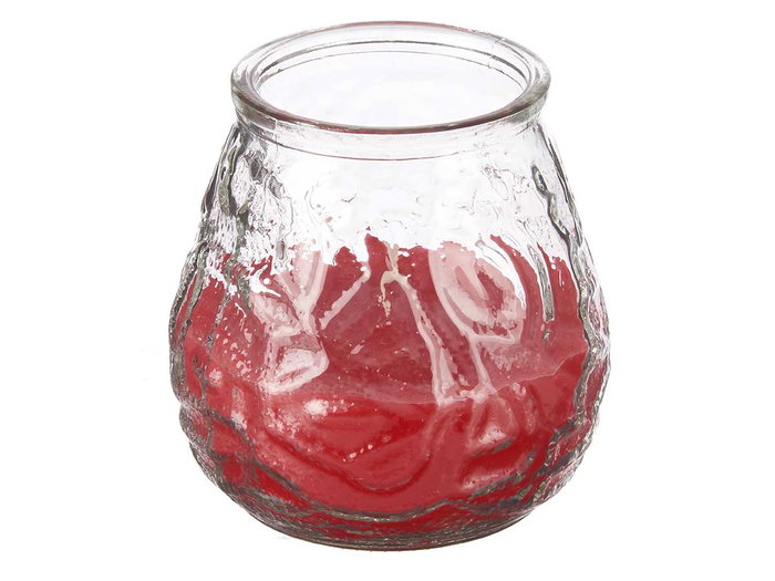 Ibergarden Bougie Géranium Relief Transparente 9x9x9.5 cm Verre Parafine Citronnelle Anti-Mouches (Set de 24)