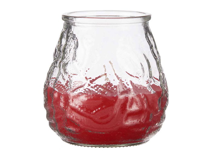 Ibergarden Bougie Géranium Relief Transparente 9x9x9.5 cm Verre Parafine Citronnelle Anti-Mouches (Set de 24)