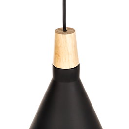 Lampe Jordan suspendue en métal et bois noir