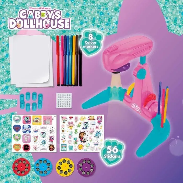 Lisciani Giochi - Projecteur Magique pour Dessiner Gabby's Dollhouse - Gabby et la Maison Magique - avec Accessoires, Modèles et Notice - À partir de 8 Ans